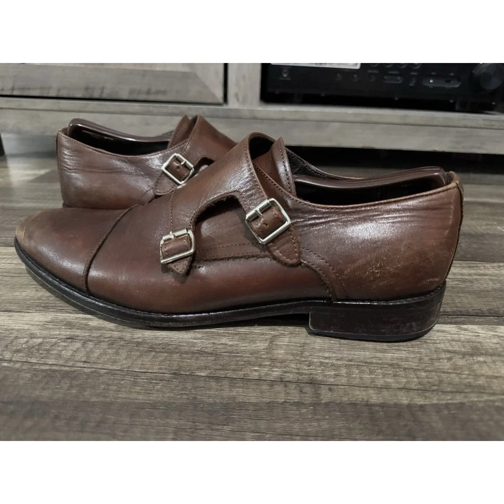 To Boot New York Brown Leather Double Monk Strap Shoes Mens Size 10.5 Made Italy